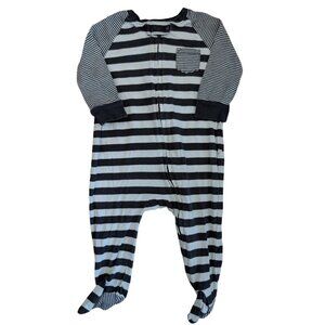 Gap Black and White Striped Footie Sleeper 3-6m